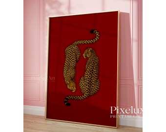 Leopard Wall Art Print, Vintage Cheetah Wall Art, Retro Y2K Aesthetic, Maximalist Leopard Print, Dopamine Decor for Bold Spaces, Retro Print, image 6