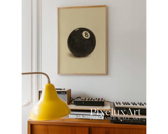 Lucky 8 Ball Wall Art, Retro Printable Poster, Vintage Game Room Decor, Cool Dorm Art, Magic 8 Ball, Trendy Wall Print, Trendy Wall Art, image 9