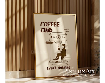 Club Coffee Wall Art, Retro Coffee Poster, Coffee Cart Print, Coffee Station Decor, Coffee Lover Art, Coffee Bar Print Art, Coffee Vibes, image 8