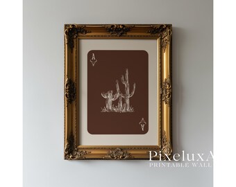 Western Cactus Wall Art Print | Cowboy Minimal Decor | Rustic Desert Poster | Boho Country Wall Decor | Playing Card Art, image 5