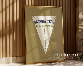 Custom Graduation Pennant Flag | Vintage Custom Pennant Flag, Trend Dorm Room Decor, Printable Senior Gift, Retro Collage Wall Art for Gift, image 8