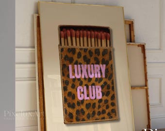 Retro Leopard Matchbox Art Print, Luxury Club Print Wall Art, Trendy Wall Art, Funky Dorm Decor, Y2K Girl Room Printable, Dorm Room Print, image 4