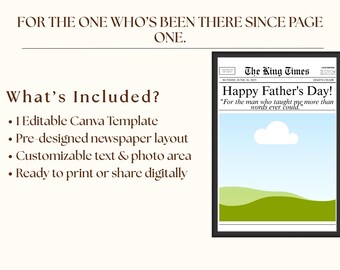 Editable Father’s Day Newspaper Gift | DIY Newspaper for Dad or Grandpa, Canva Newspaper Template, Customize Newspaper for Daddy’s Gift, image 4