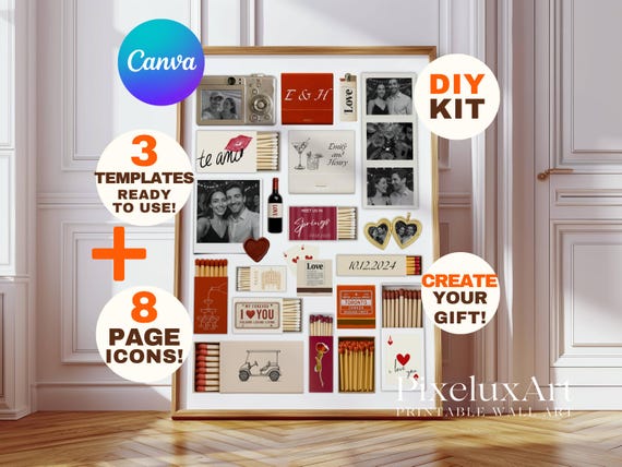 Custom Matchbook Art Canva Template • Anniversary Gifts • DIY Matchbooks Templates • Matchbook Template for Family, Him, Her, Birthday