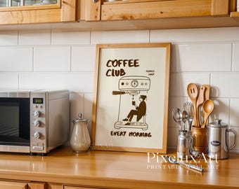Club Coffee Wall Art, Retro Coffee Poster, Coffee Cart Print, Coffee Station Decor, Coffee Lover Art, Coffee Bar Print Art, Coffee Vibes, image 6