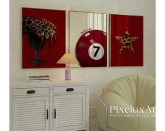 Set of 6 Leopard Wall Art Set, Cheetah Prints, Y2K Wall Art, Trendy Leopard Prints, Aesthetic Dorm & Chic Apartment Decor, Funky Art Prints, image 5