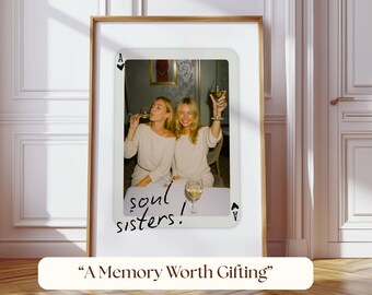 Custom Playing Card Poster, Custom Photo Print, Best Friend Photo Print, Custom Playing Card Art, Friendship Portrait , Soul Sister Gift, image 5