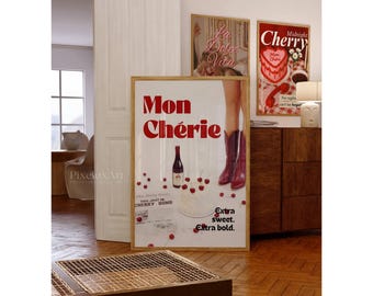 Cherry Cake Poster: Retro Mon Chérie Print for Girly Room (Digital Download, image 3