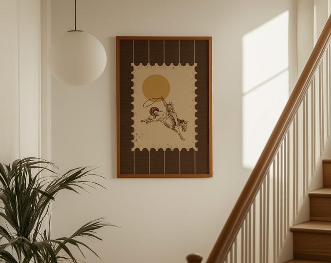 Rodeo Cowboy Wall Art | Western Horse Print | Rustic…