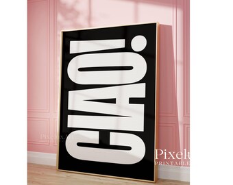 Ciao Poster Italy Quote, Retro Typography Wall Art, Bold Textured Print, Funky Vintage Decor, Italian Aesthetic Living Room Art, Ciao Print, image 6
