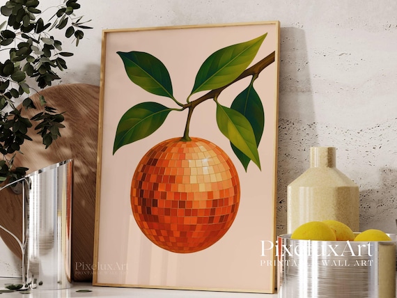 Retro Orange Disco Ball Decor