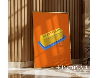 Orange Butter Art Print, Retro Kitchen Wall Decor, Funny Breakfast Poster, Cute Food Illustration, Printable Art for Brunch Lovers, Butter, image 7