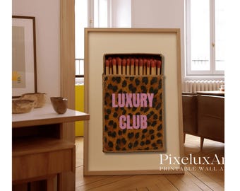 Retro Leopard Matchbox Art Print, Luxury Club Print Wall Art, Trendy Wall Art, Funky Dorm Decor, Y2K Girl Room Printable, Dorm Room Print, image 7