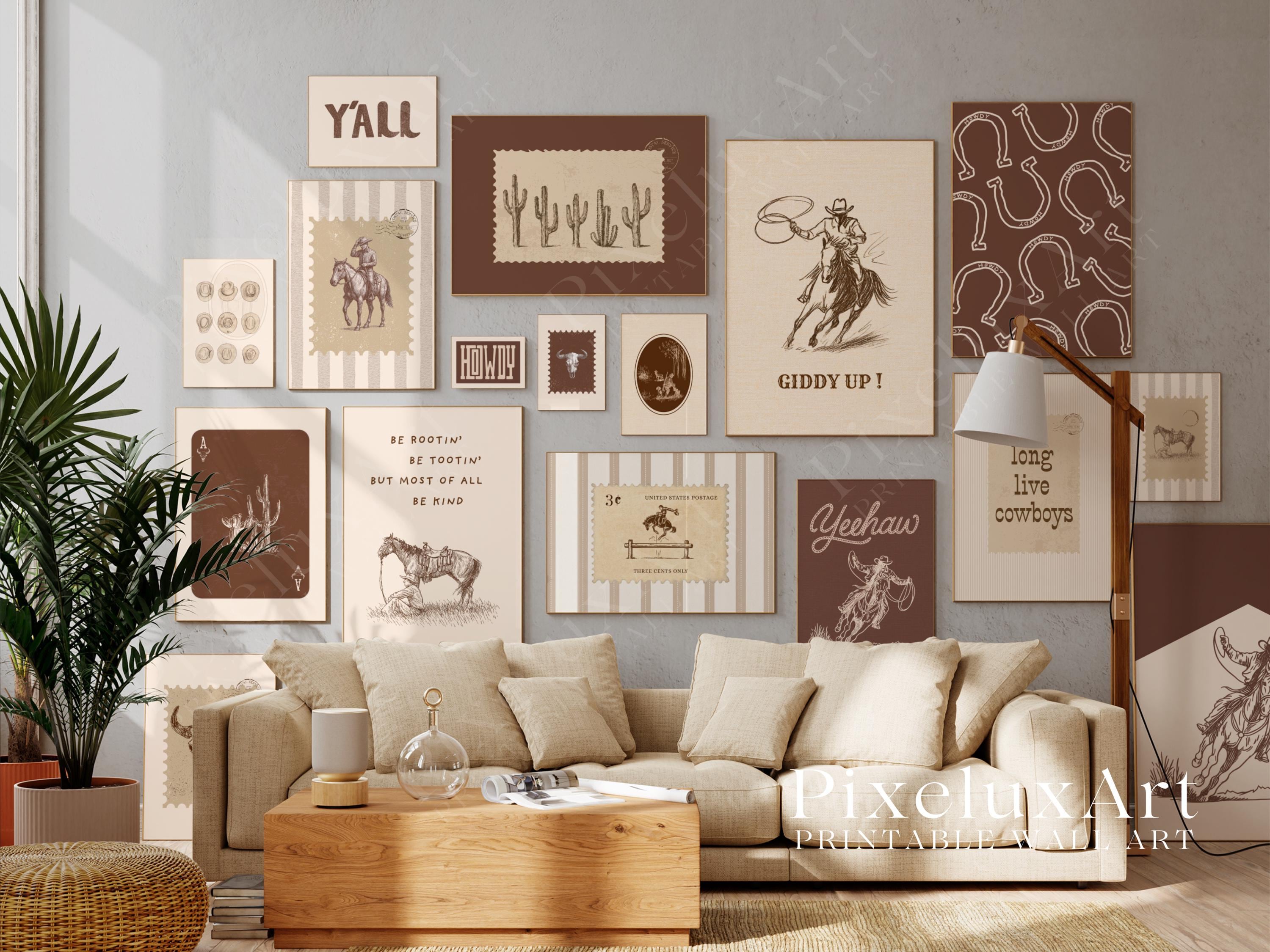 130+ Western Wall Art Set – Wild West Cowboy Prints, Yeehaw Rodeo Decor ...