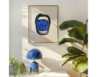 Y2K Feminist Art Print: Navy Blue Collage, "Whatever" Quote (Digital Download), image 5