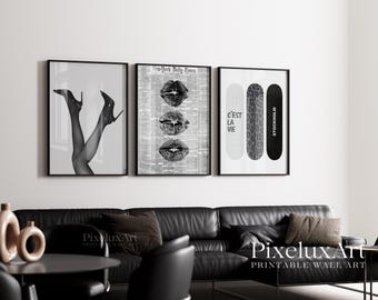 Stockholm Style Black & White Leopard Wall Art Set, Y2K Fashion Poster, Aesthetic Leopard Print Gallery Wall, Chic Aesthetic Apartment Print, image 4
