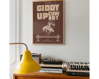Giddy Up Cowboy Poster, Western Wall Art, Rustic Rodeo Print, Country Boy Decor, Wild West Artwork, Ranch Aesthetic, Vintage Cowboy Art, image 5