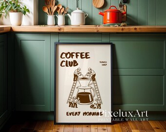 Club Coffee Wall Art, Coffee Cart Print, Retro Coffee Poster, Coffee Station Decor, Coffee Lovers Art, Coffee Bar Print Art, Coffee Vibes, image 6