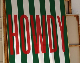 Howdy Wall Art Print, Western Typography Poster in Green & Red, Rustic Cowgirl Aesthetic, Southern Country Decor, Trend Wild West Wall Print, image 3