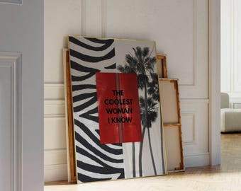 Trendy Girly Wall Art, Collage Apartment Print, Black And White Y2k Fashion Print, Feminist Quote, Stylish And Cool Girl Aesthetic Art, image 5