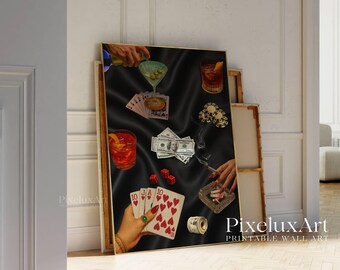 Vintage Playing Cards Wall Art, Retro Poker Night Print, Funky  Playing Cards Print, Retro Girly Trendy Poster, Cards & Drinks Poster, image 6