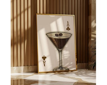 Espresso Martini Art Print, Trendy Martini Print, Cocktail Poster, Bar Cart Poster, Cocktail Print, Aesthetic Espresso Martini Print, image 6