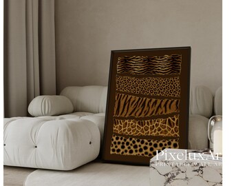 Leopard Pattern Wall Art, Safari Animal Print Decor, Cheetah Tiger Giraffe Pattern Poster, Retro Y2K Fashion Jungle Home Wall Decor, image 5