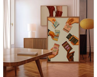 Retro Matchbox Art Print, Trendy Wall Art, Vintage Bar Cart Poster, Funky Leopard Wall Decor, Trendy Matchbook Collection Printable for Her, image 10