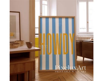 Howdy Print, Stripe Print, Typography Wall Art, Apartment Decor, Bar Cart Decor, Cute Gift for Her, Minimalist Decor, Trendy Western Artwork, image 8