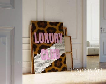 Luxury Club Leopard Print, Pink Girly Wall Art, Preppy Dorm Decor, Trendy Aesthetic Print, Retro Collage Y2K Apartment Decor, Funky Wall Art, image 7