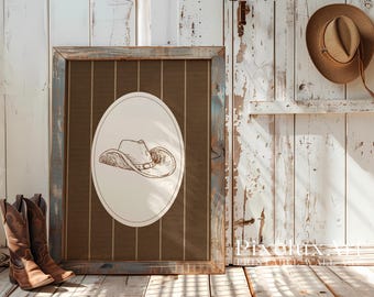 Cowboy Hat Wall Art | Western Minimalist Print | Rustic Country Decor | Neutral Farmhouse Poster, image 4