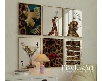 90+ Leopard Y2K Gallery Wall Set | Trendy Maximalist Printable Art | Fashion & Cheetah Glam Aesthetic | Funky Chic Wall Decor for Apartment, image 7