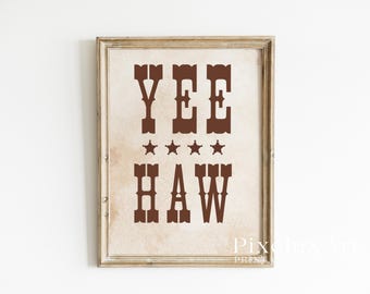 YEE HAW Wall Art | Western Typography Print | Rustic Cowboy Poster | Country Farmhouse Decor | Vintage Western Wall Art, image 3