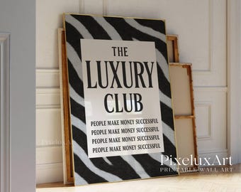 Luxury Club Zebra Print Poster, Black and White Wall Art, Luxury Fashion Print, Hypebeast Aesthetic, Retro Print, Trendy Black White Quote, image 6