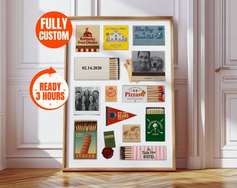 Custom Matchbook Poster – Personalized Matchbox Art, Matchbook Anniversary Gift, Vintage Matchbook Print, Digital Matches Print, Unique Gift