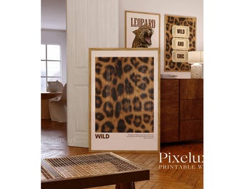 Retro Leopard Wall Art Set of 6 Trendy Posters, Y2K Fashion Decor, Trendy Leopard Print, Aesthetic Dorm & Apartment Decor, Leopard Wall Art, image 5