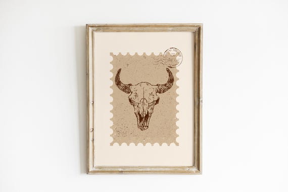 Western Bull Skull Poster
