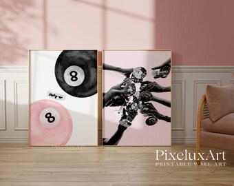 Stockholm Collage Pink, Fashion Girly Wall Art, Pink and Black Gallery Wall Set of 6, Preppy Room Decor, Coquette Poster Bundle, Y2K, image 4