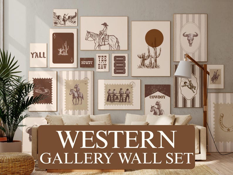 Western Wall Art Set of 18