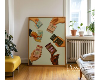 Retro Matchbox Art Print, Trendy Wall Art, Vintage Bar Cart Poster, Funky Leopard Wall Decor, Trendy Matchbook Collection Printable for Her, image 6
