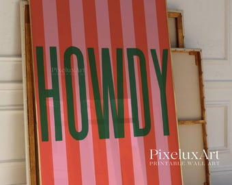 Howdy Poster, Howdy Decorations, Howdy Print, Howdy Wall Art Prints, Retro Typography, Southwestern Art, Trendy Vintage Western Home Decor, image 3