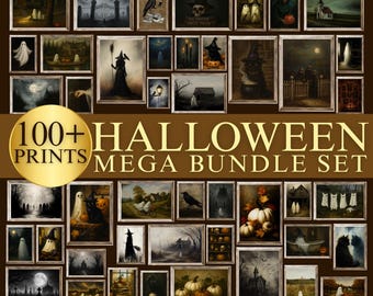 Moody Gothic Halloween Wall Art Bundle Set | Vintage Ghost Prints, Dark Aesthetic Gallery Wall Decor, Gothic Halloween Gallery Posters, image 1