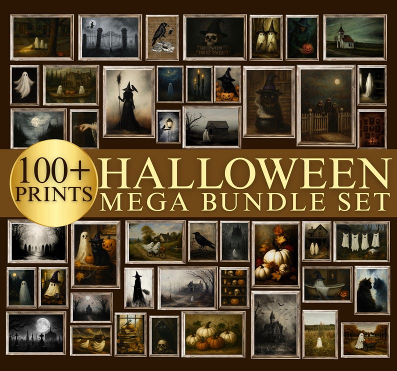 Moody Gothic Halloween Wall Art Bundle Set