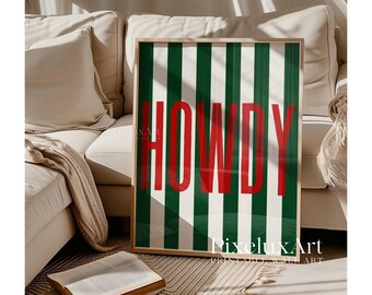 Howdy Wall Art Print, Western Typography Poster in Green & Red, Rustic Cowgirl Aesthetic, Southern Country Decor, Trend Wild West Wall Print, image 7