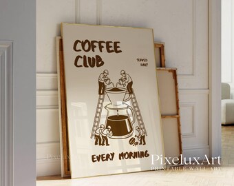 Club Coffee Wall Art, Coffee Cart Print, Retro Coffee Poster, Coffee Station Decor, Coffee Lovers Art, Coffee Bar Print Art, Coffee Vibes, image 4