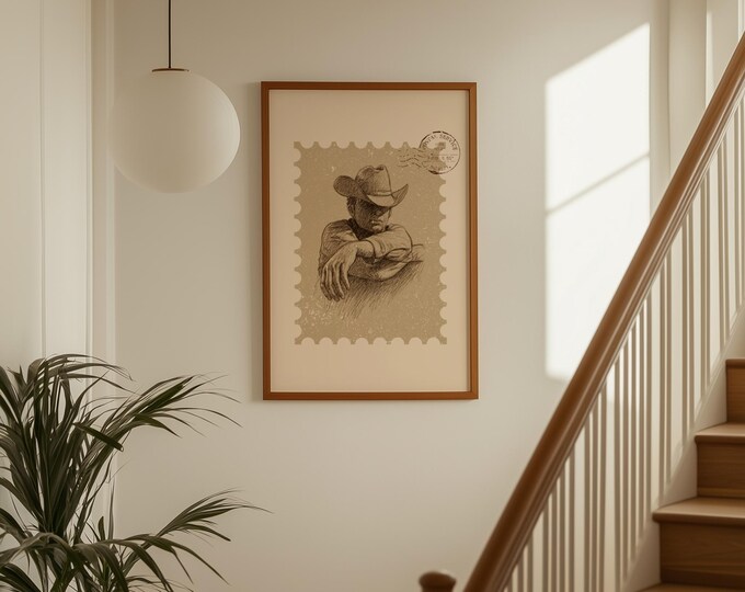 Cowboy Portrait Wall Art | Rustic Western Print | Vintage…
