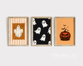 Halloween Wall Art Set of 6 – Spooky Ghosts, Pumpkin Skeleton & Haunted Quotes | Vintage Rustic Gothic Fall Printable Decor Bundle, image 3