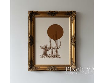 Cactus Wall Art | Western Desert Print | Minimal Boho Decor | Rustic Farmhouse Printable | Southwestern Wall Art Poster, image 5
