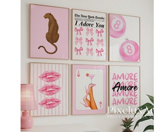 Pink Leopard Wall Art Set: Coquette Dorm Wall Decor (Digital Download), image 1