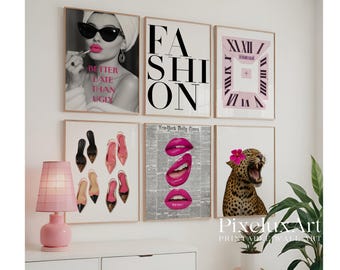 Retro Pink Leopard Gallery Wall Art Set: Y2K Fashion Prints (Digital Download), image 4